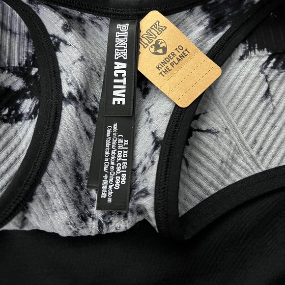 NWT Victoria’s Secret PINK Gray Tie Dye Seamless Lightly Lined Sports Bra VS XL - Picture 3 of 5